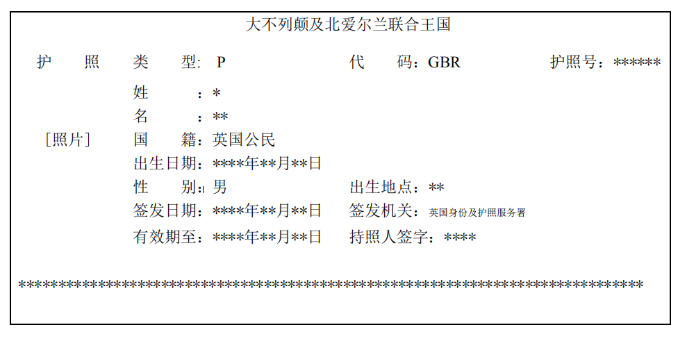英國護(hù)照翻譯模板(圖1) 英國護(hù)照翻譯模板